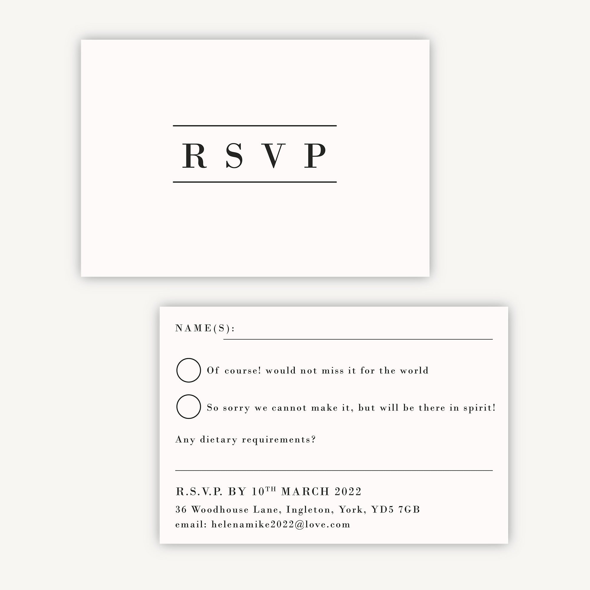Simple Script Wedding Invitation RSVP Card – Loom Weddings