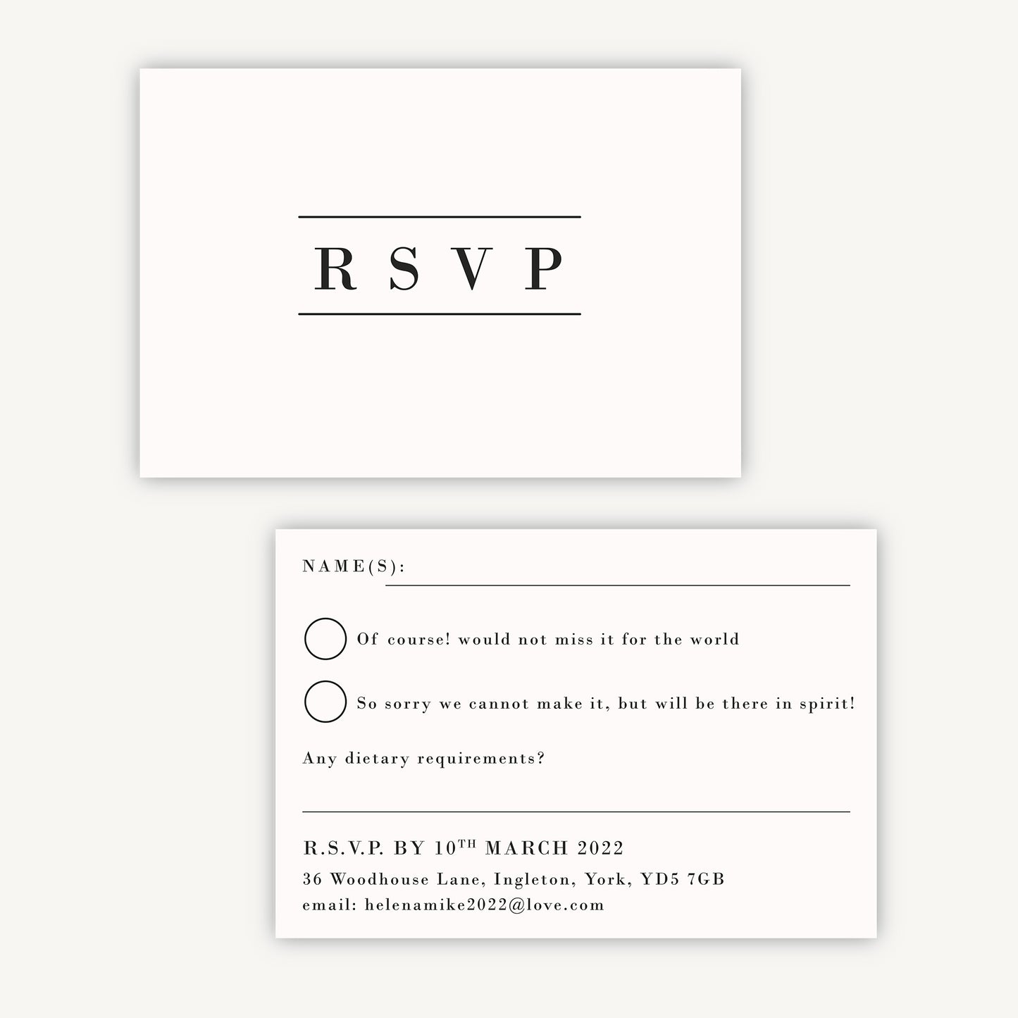 Simple Script Wedding Invitation RSVP Card