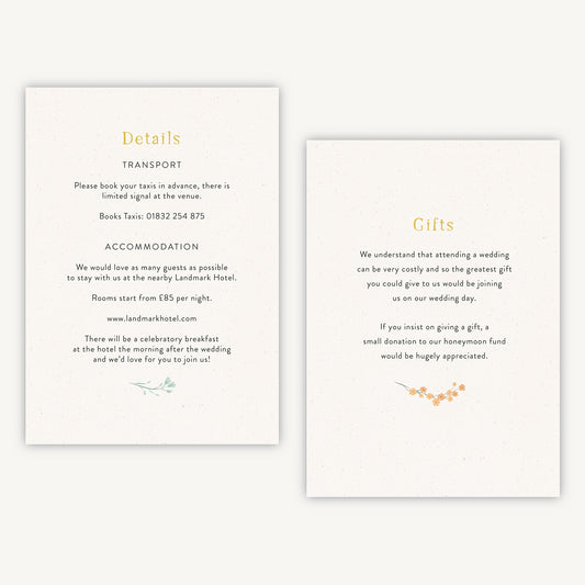 Summer Meadow Wedding Invitation Details Card