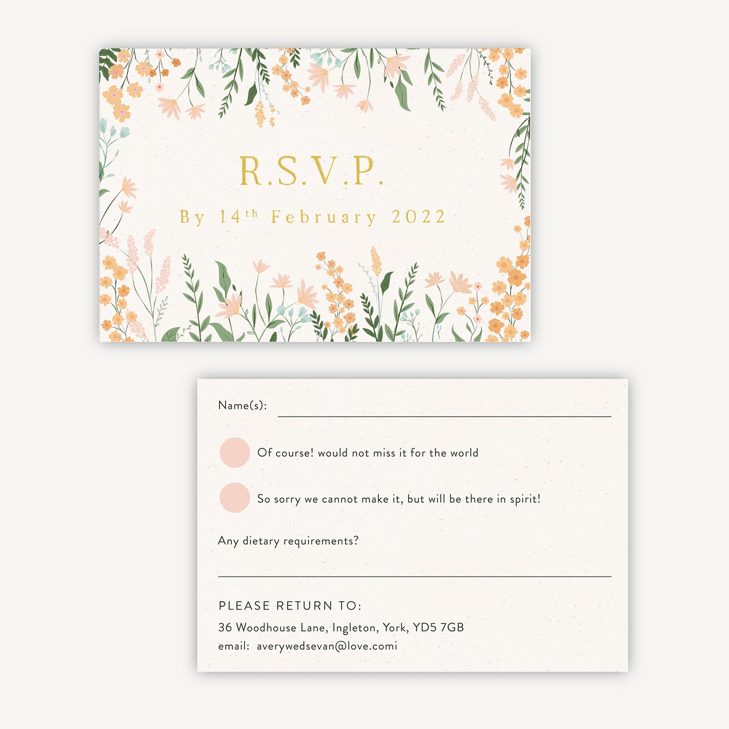 Summer Meadow Wedding Invitation RSVP Card