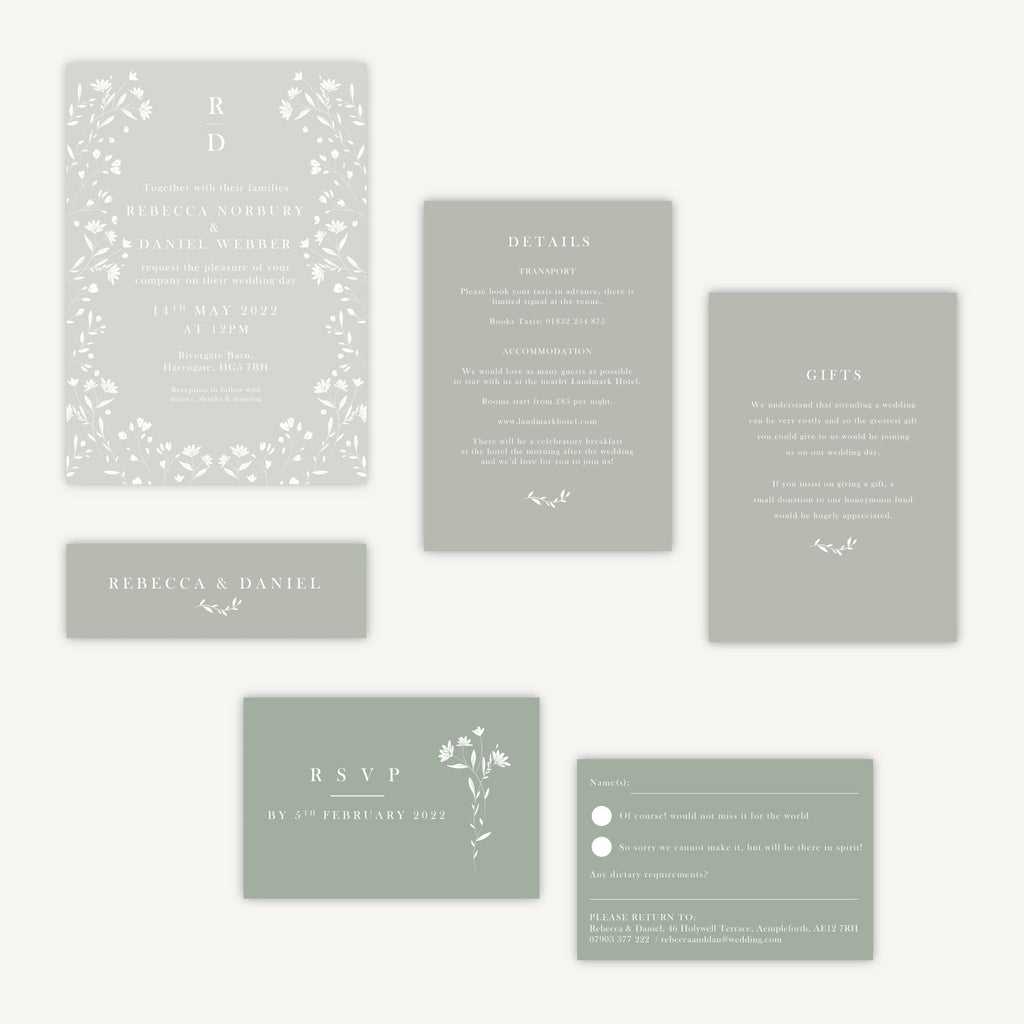 Sage Wildflower Wedding Invitation