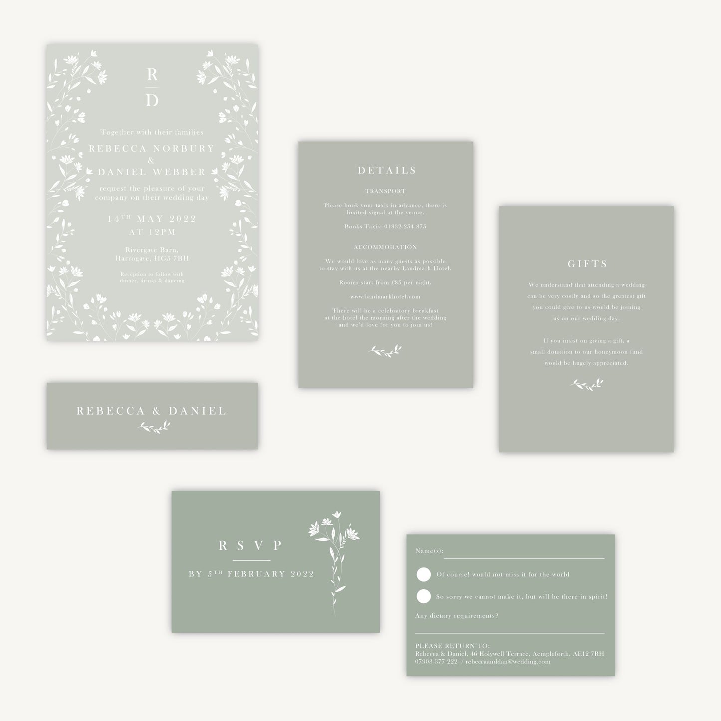 Sage Wildflower Wedding Invitation