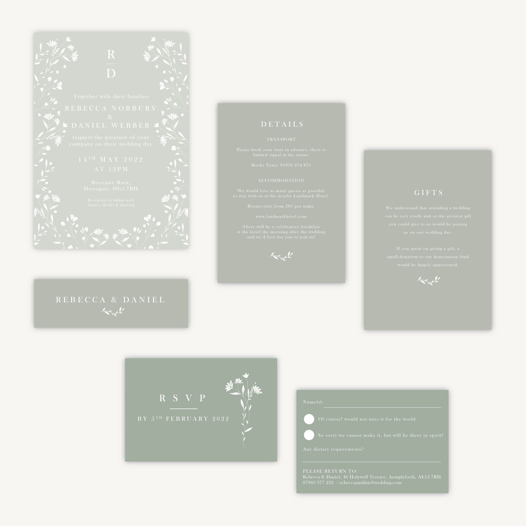Sage Wildflower Wedding Invitation