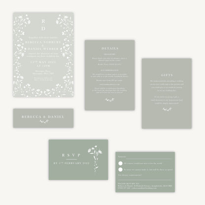 Sage Wildflower Wedding Invitation