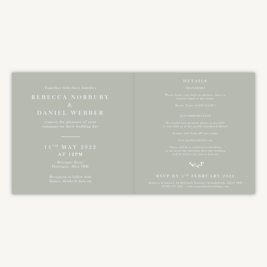 Sage Wildflower Folded Wedding Invitation