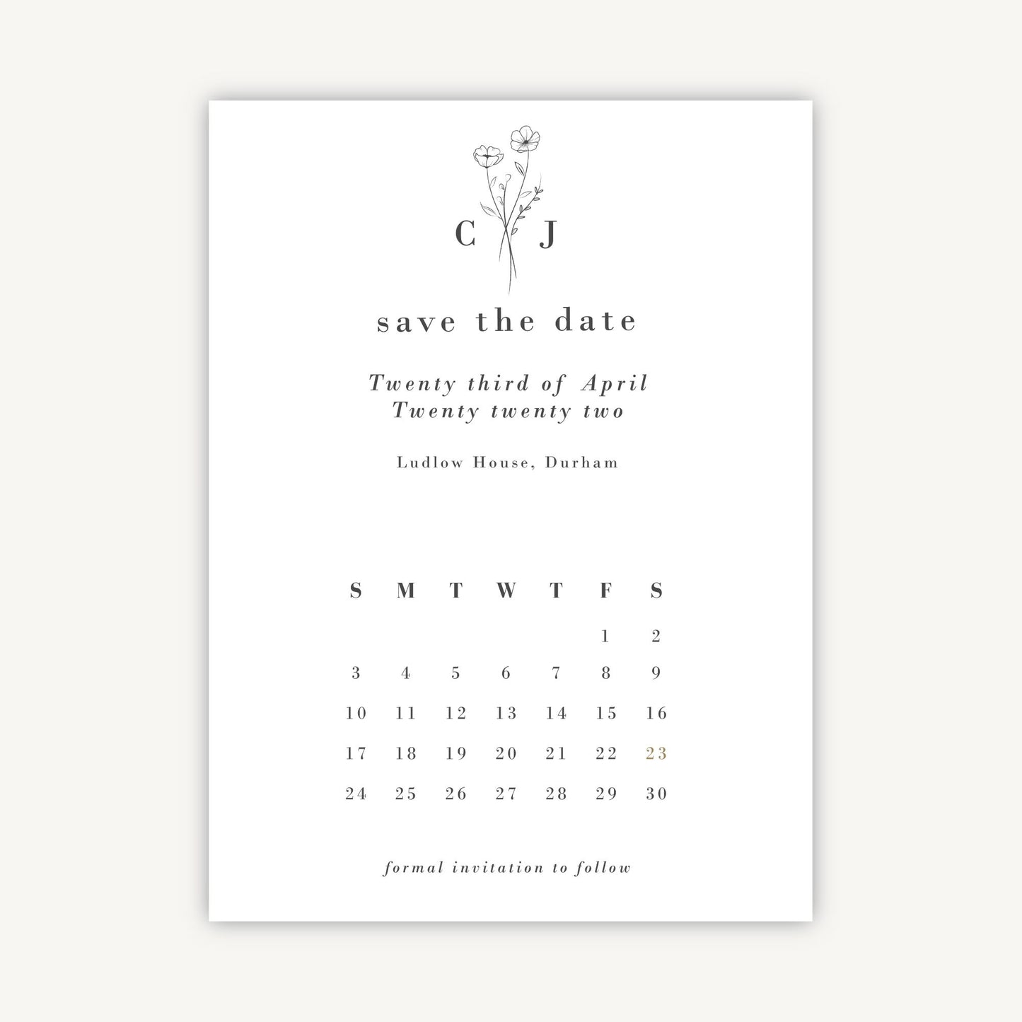 Simple Floral Folded Wedding Save the Date