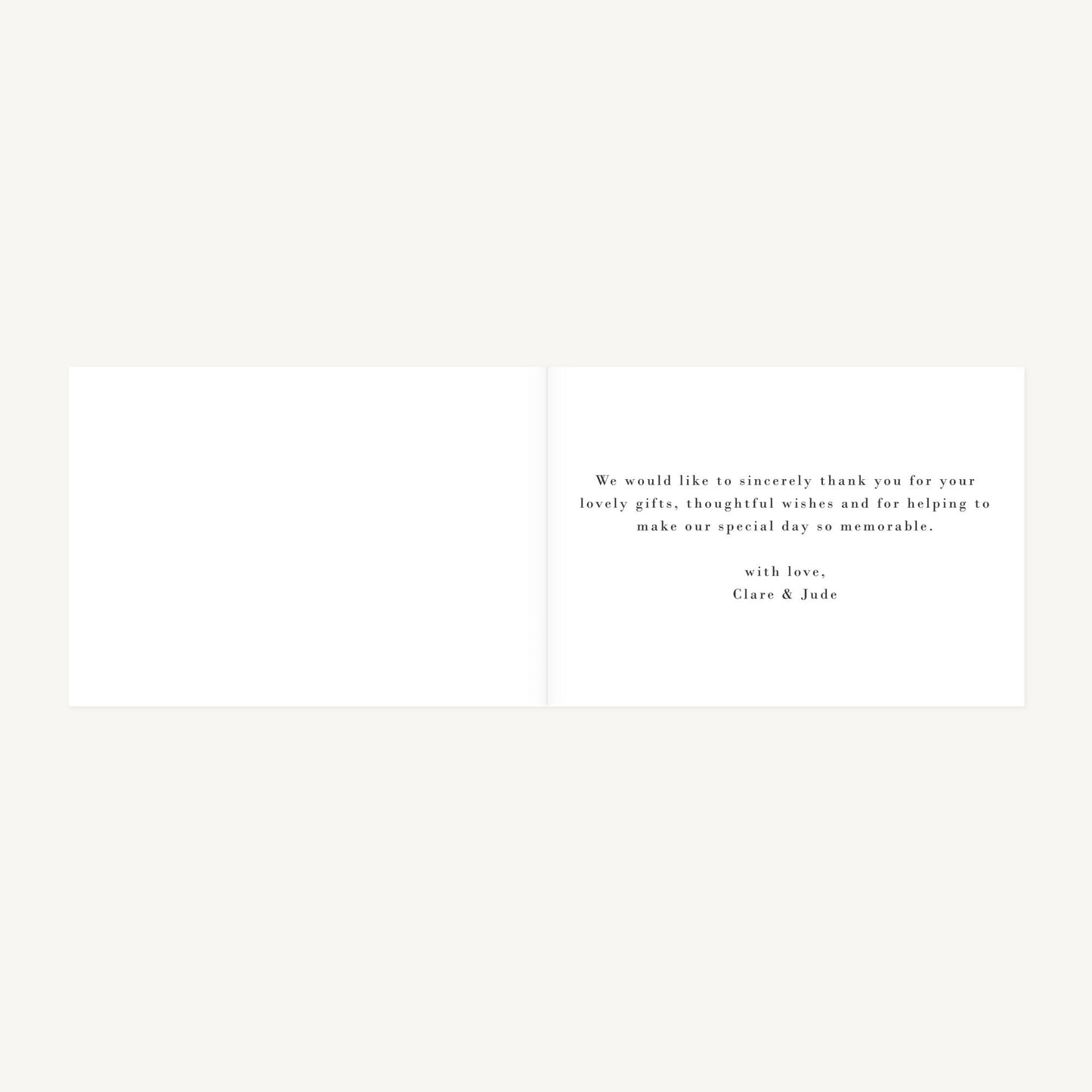 Simple Floral Wedding Thank You Card Folded