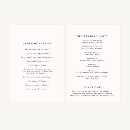 Simple Script Wedding Order of Service