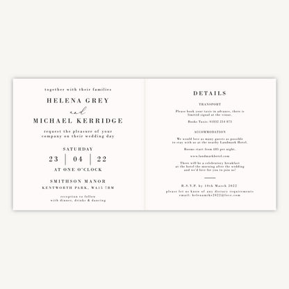 Simple Script Folded Wedding Invitation