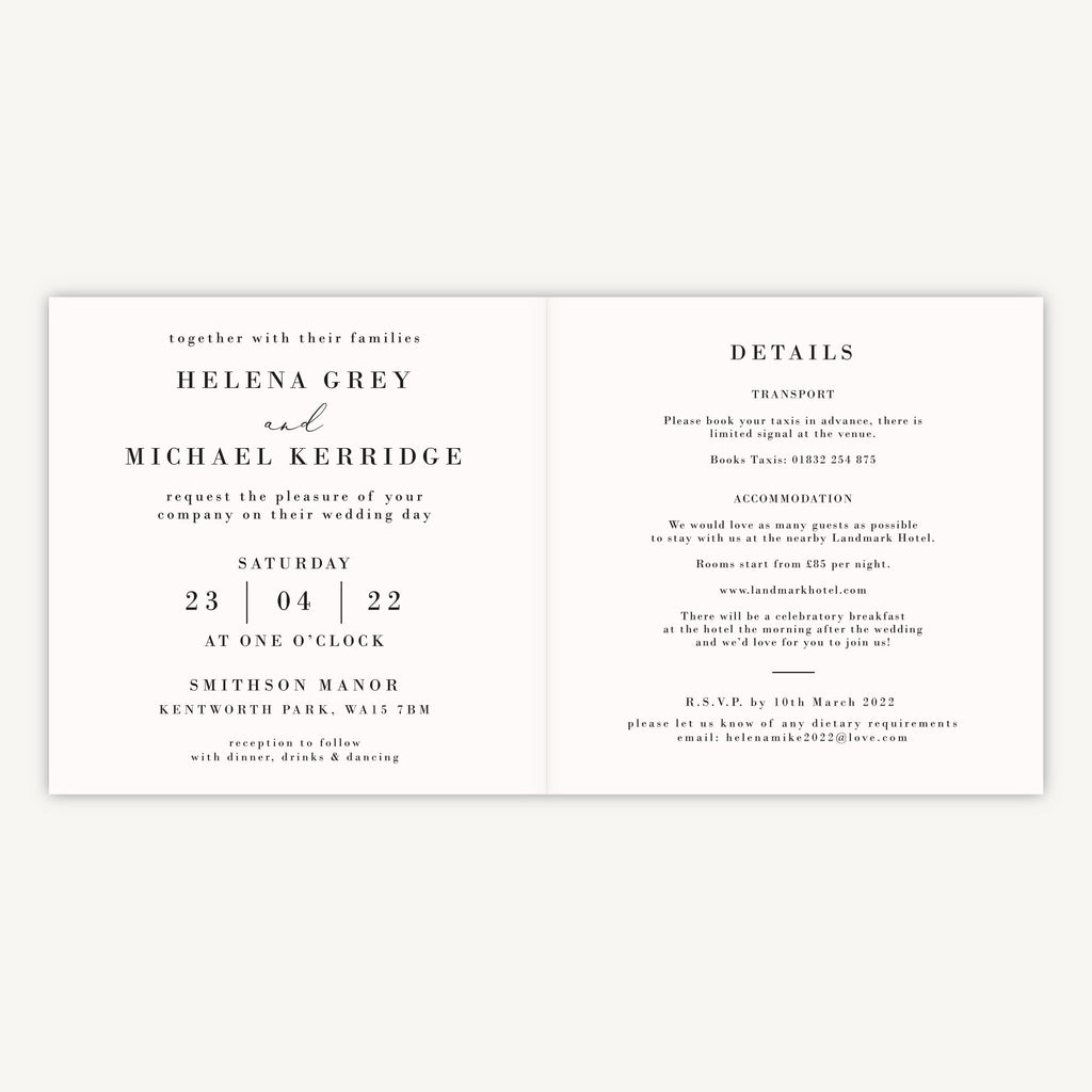 Simple Script Folded Wedding Invitation