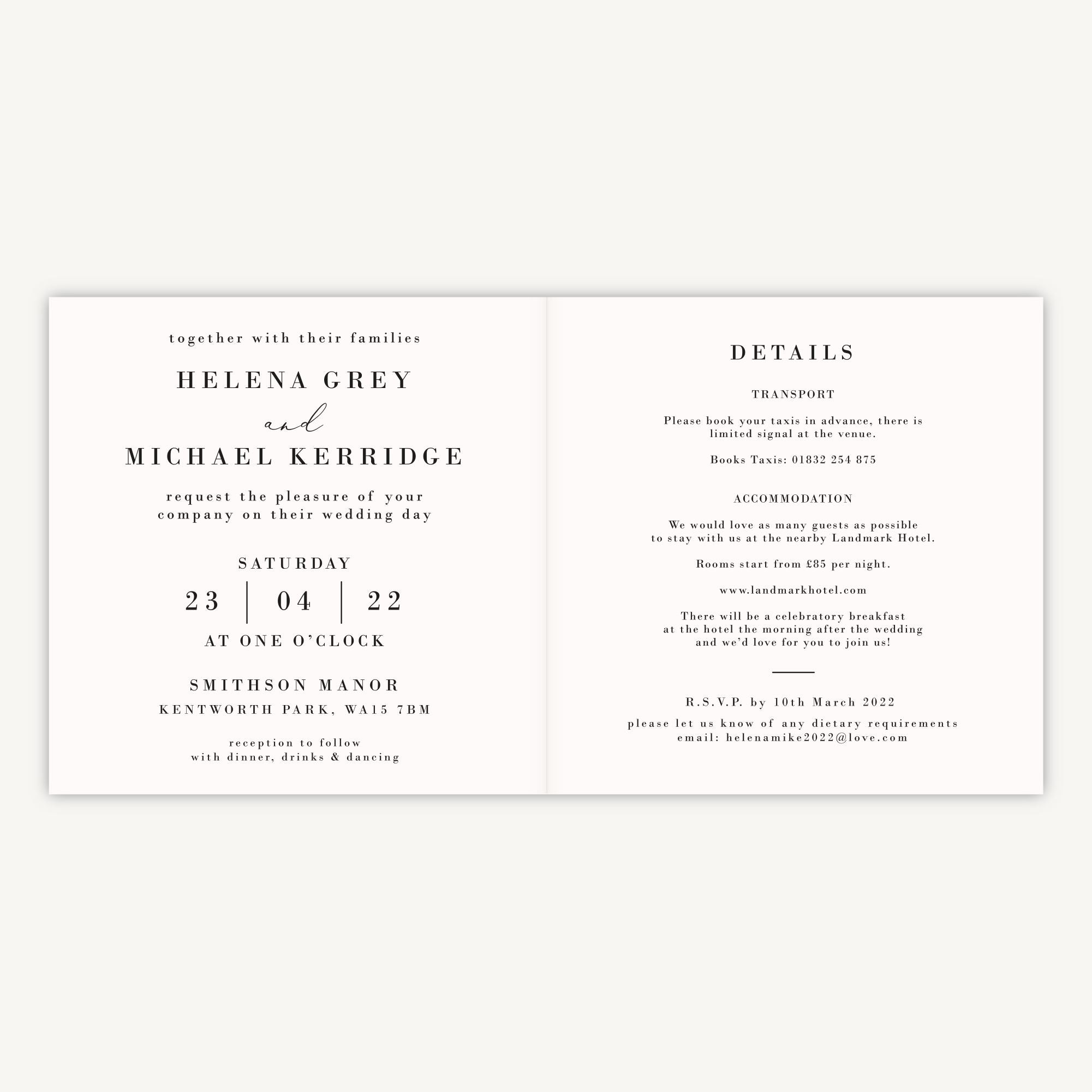 Simple Script Folded Wedding Invitation