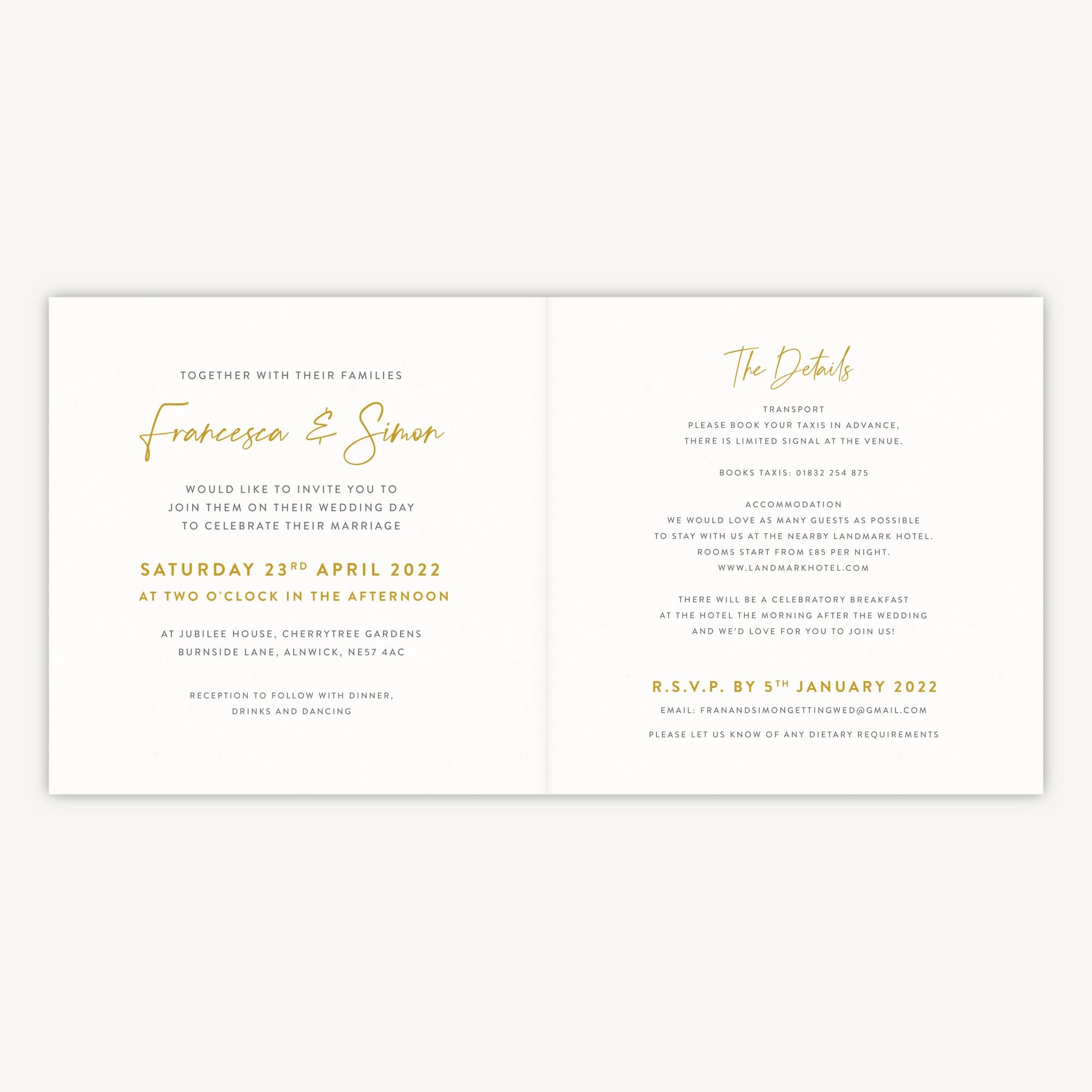 Spring Flowers Folded Wedding Invitation
