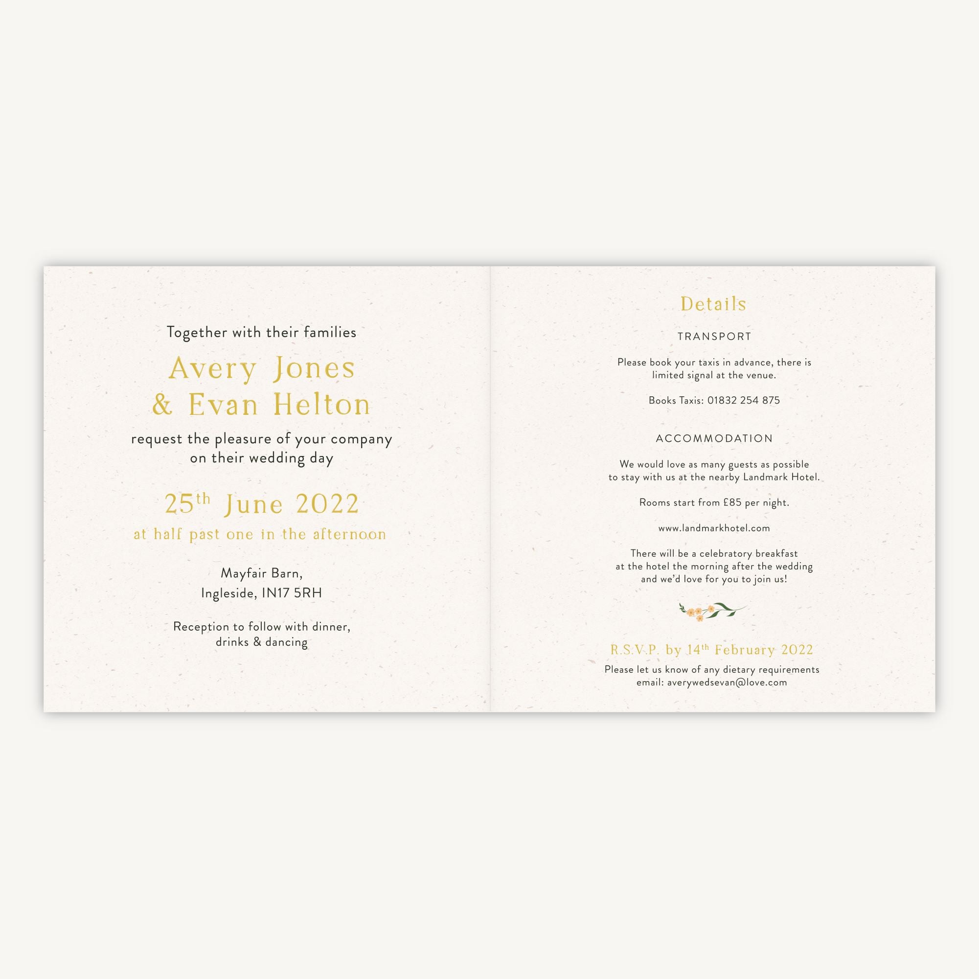 Summer Meadow Folded Wedding Invitation