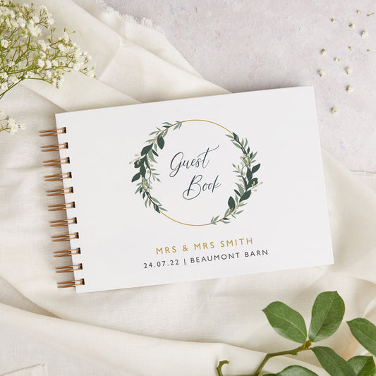 Foliage Hoop Personalised Wedding Guest Book