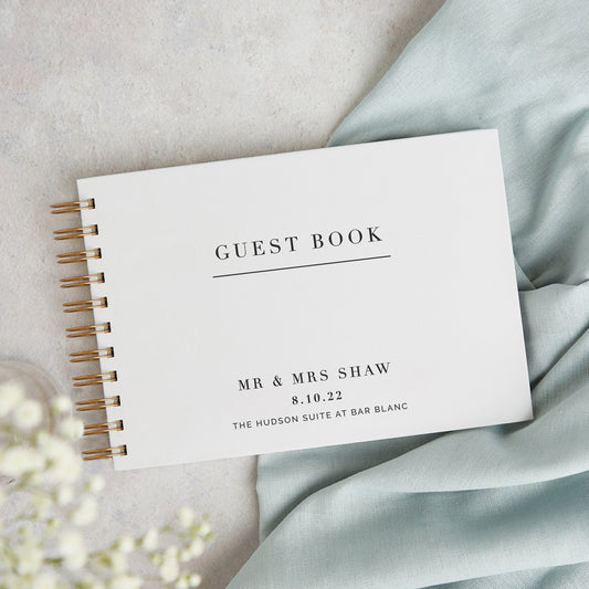 Black Modern Script Personalised Wedding Guest Book