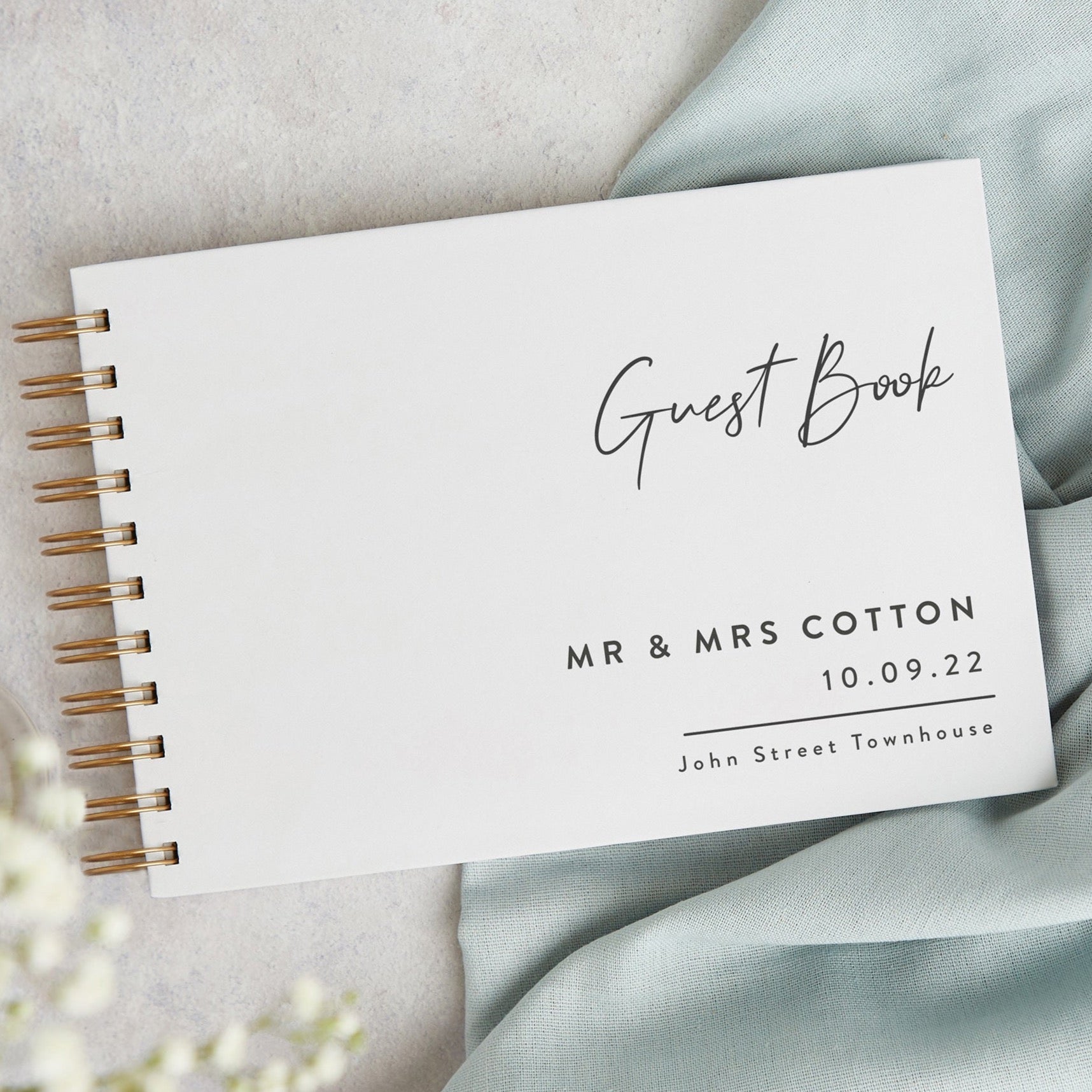 Simple Minimal Script Personalised Wedding Guest Book