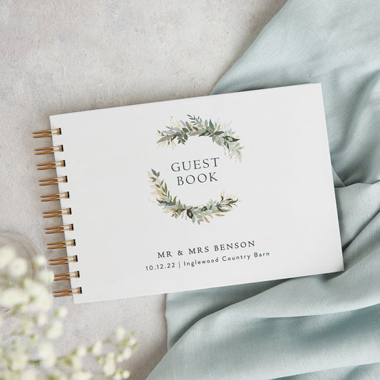 Winter Botanical Personalised Wedding Guest Book