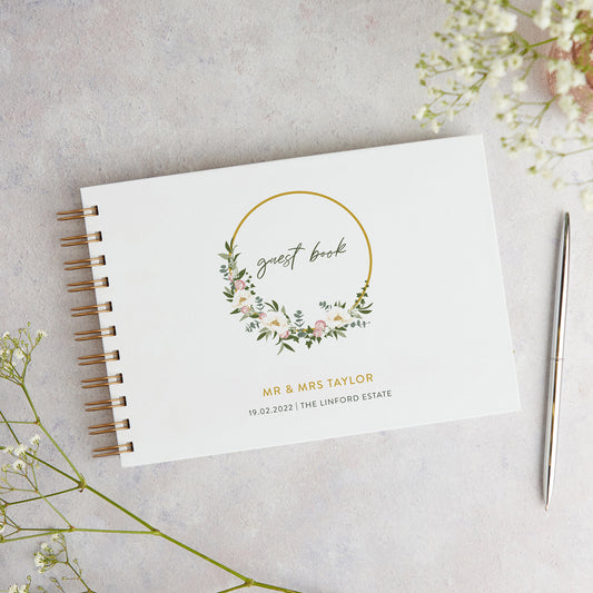 Floral Hoop Personalised Wedding Guest Book