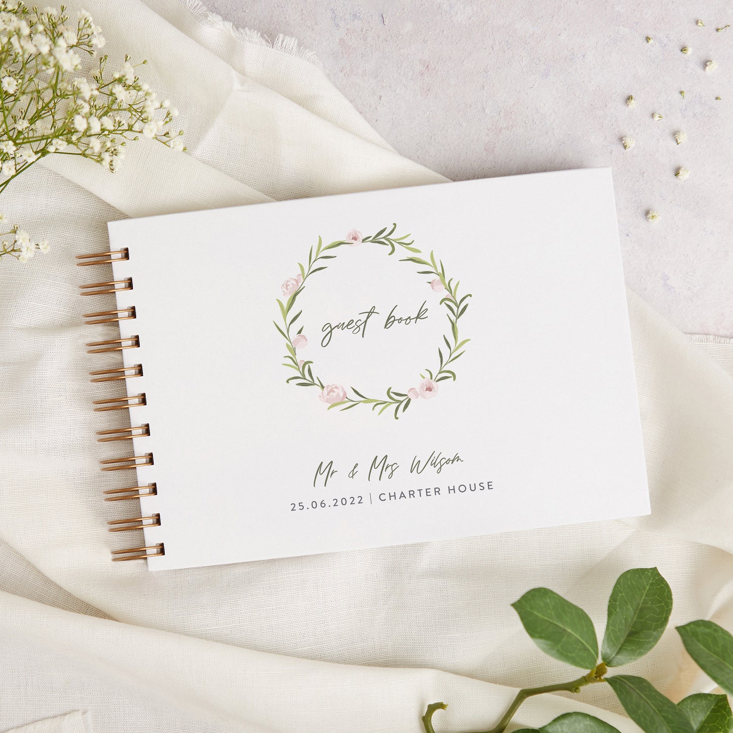 Blush Peony Personalised Wedding Guest Book