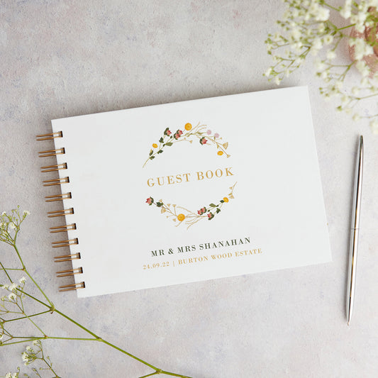 Rustic Wildflowers Personalised Wedding Guest Book