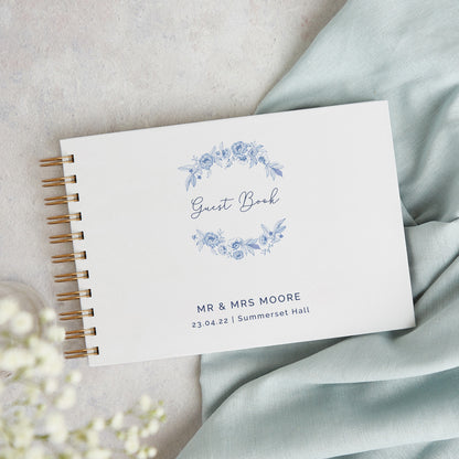 Farmhouse Blue Personalised Wedding Guest Book