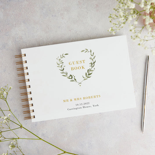 Greenery Botanical Personalised Wedding Guest Book