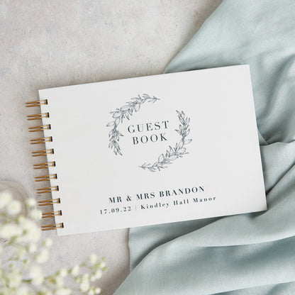 Foliage Monogram Personalised Wedding Guest Book