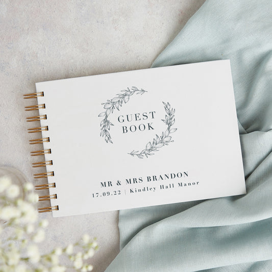 Foliage Monogram Personalised Wedding Guest Book