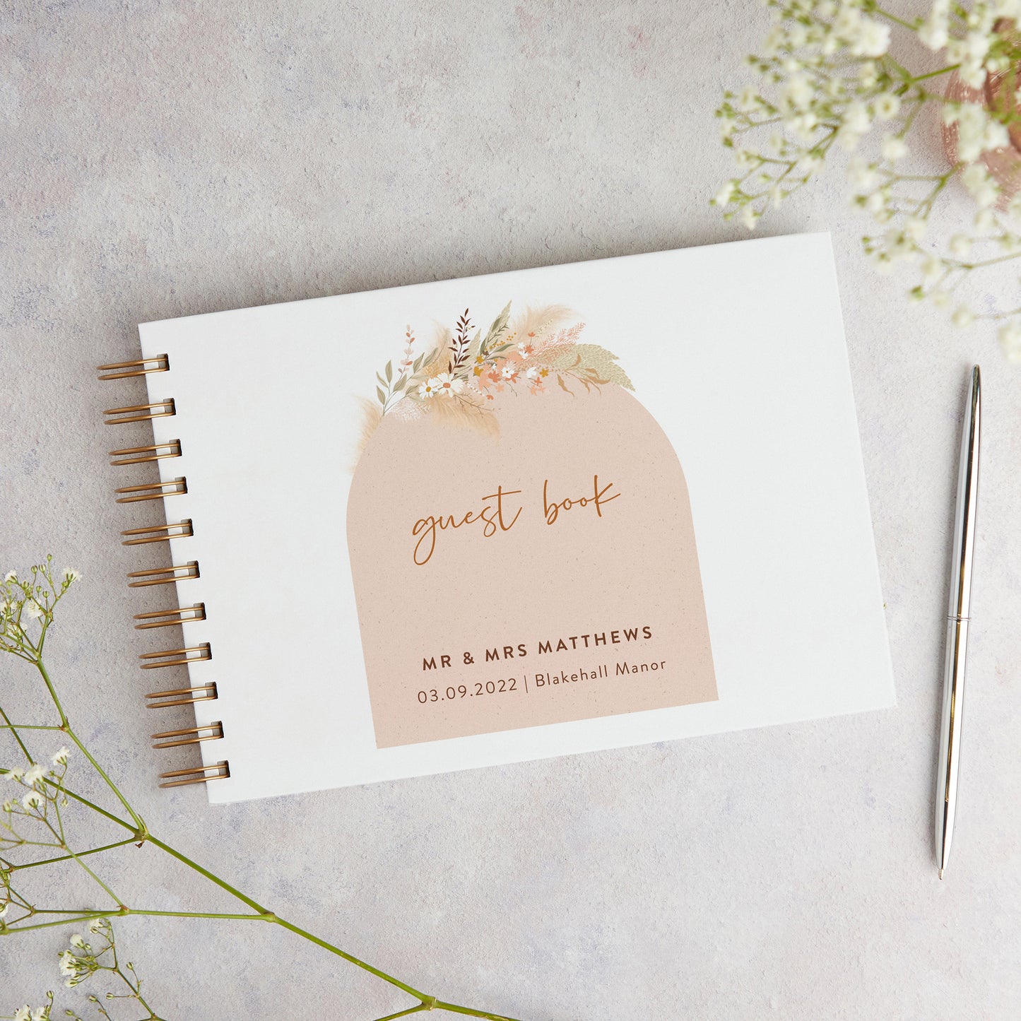 Modern Boho Personalised Wedding Guest Book