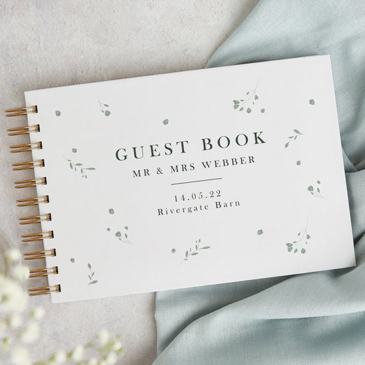 Personalised Wedding Guest Book - Sage Wildflower
