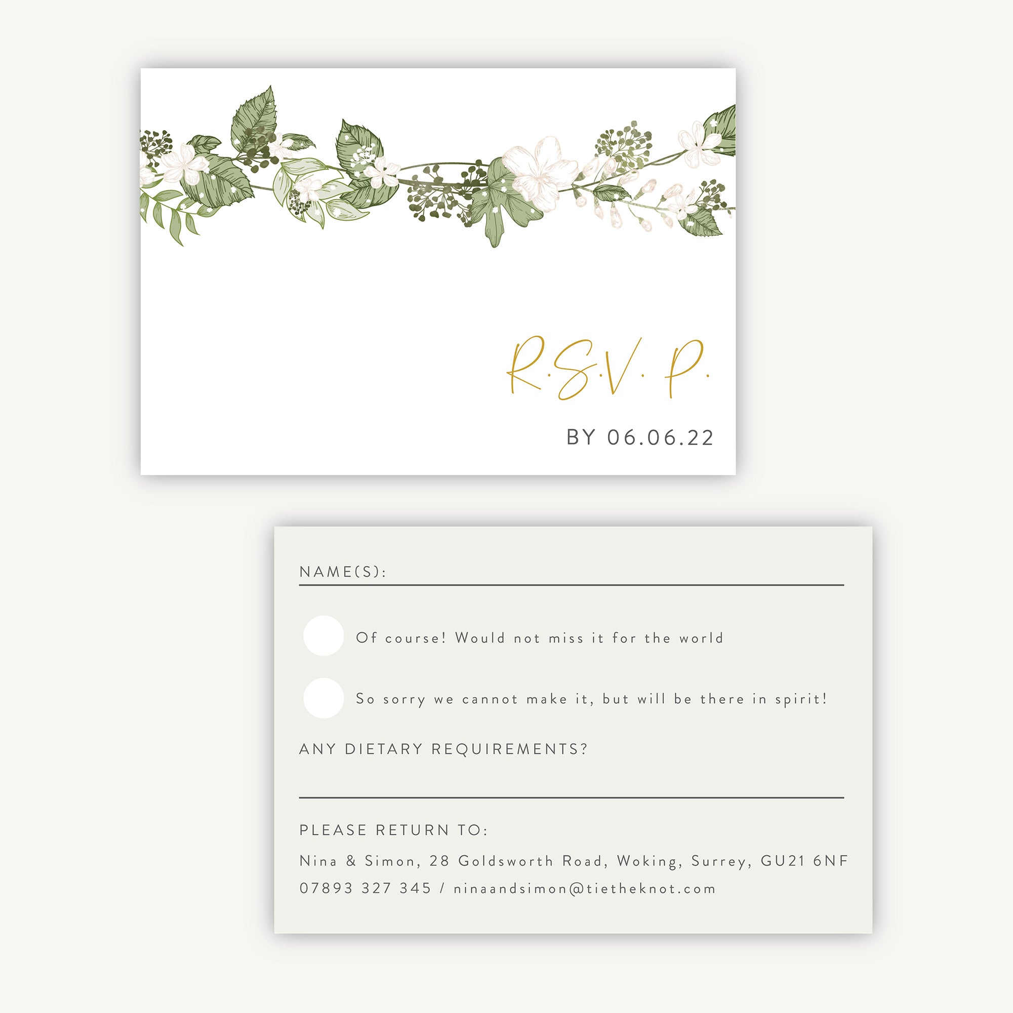 White Floral RSVP Card