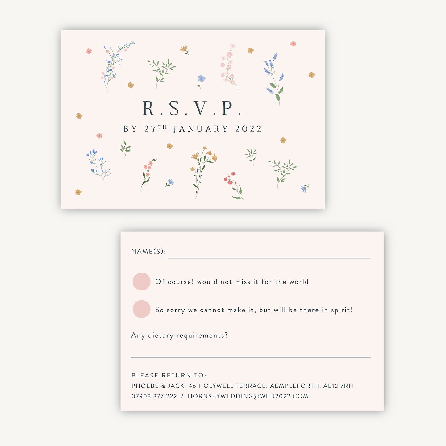 Wildflower Wreath Wedding Invitation RSVP Card