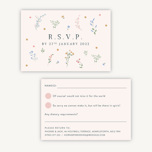 Wildflower Wreath Wedding Invitation RSVP Card
