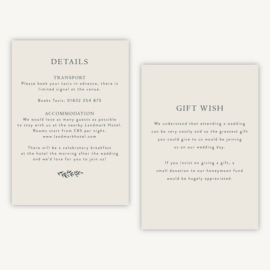 Winter Botanical Wedding Invitation Details Card