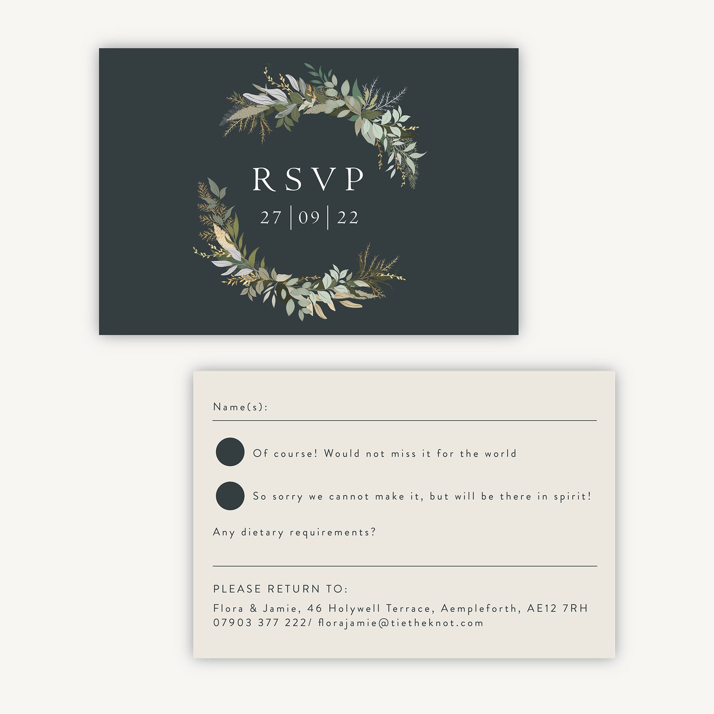 Winter Botanical Wedding Invitation RSVP Card