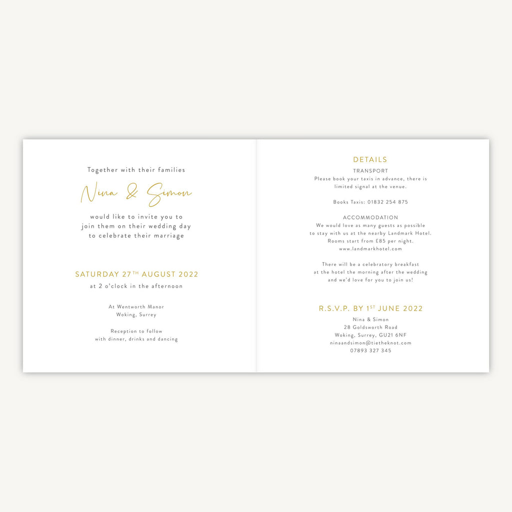 White Floral Folded Wedding Invitation