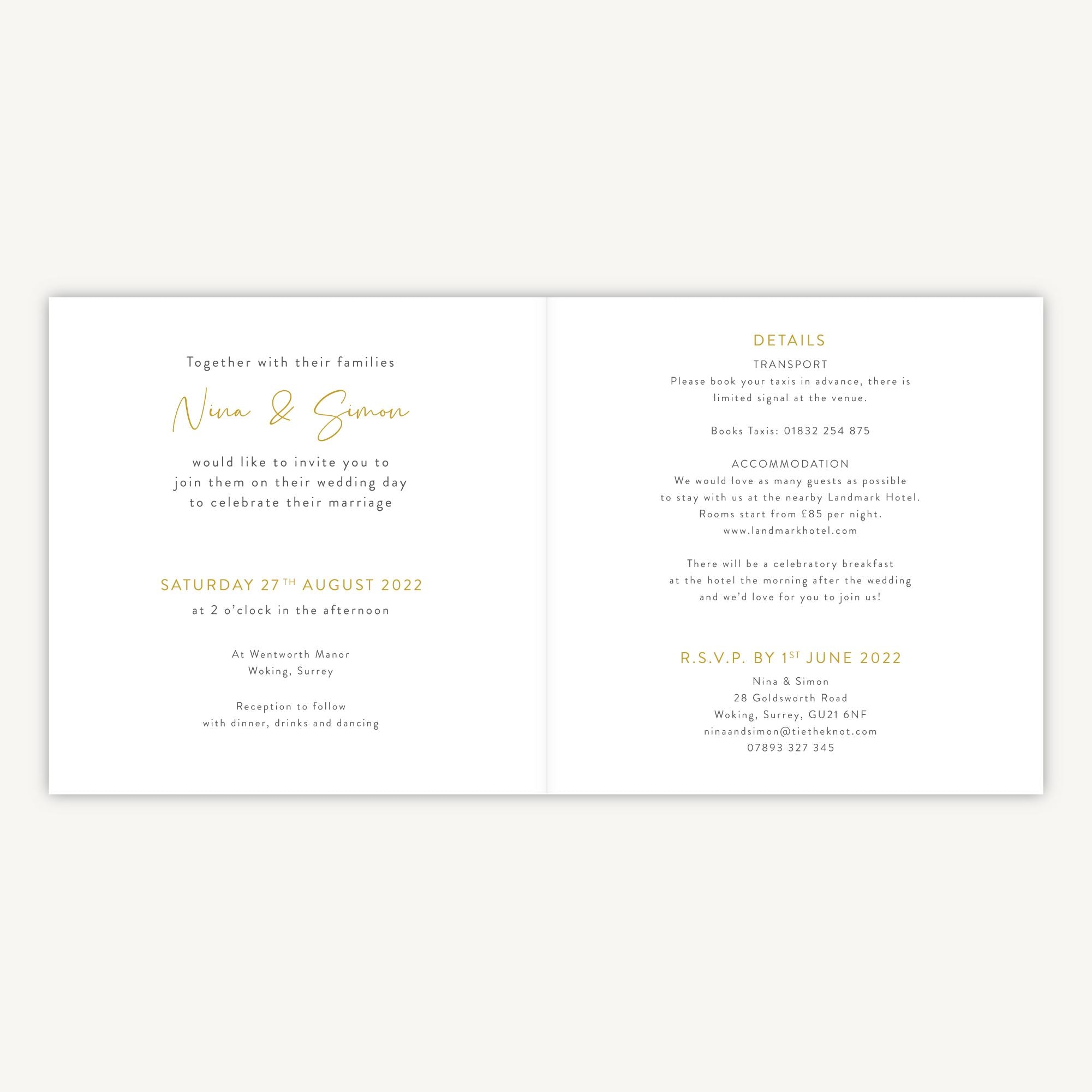 White Floral Folded Wedding Invitation