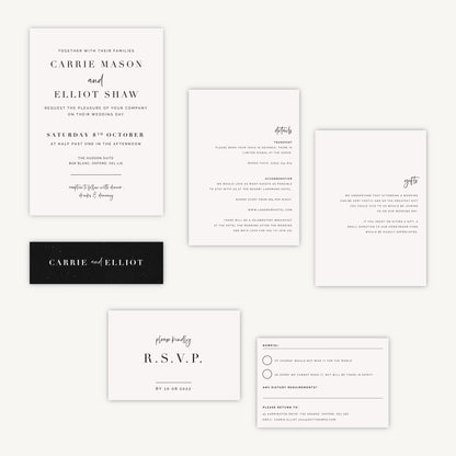 White Modern Script Wedding Invitation