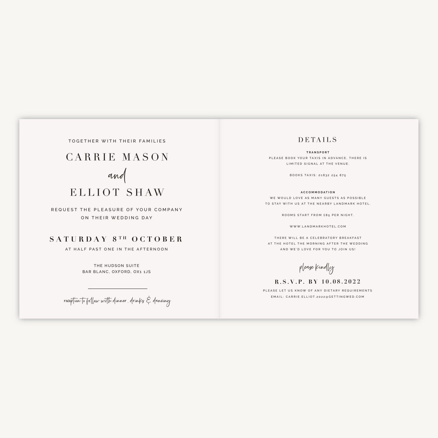 White Modern Script Folded Wedding Invitation