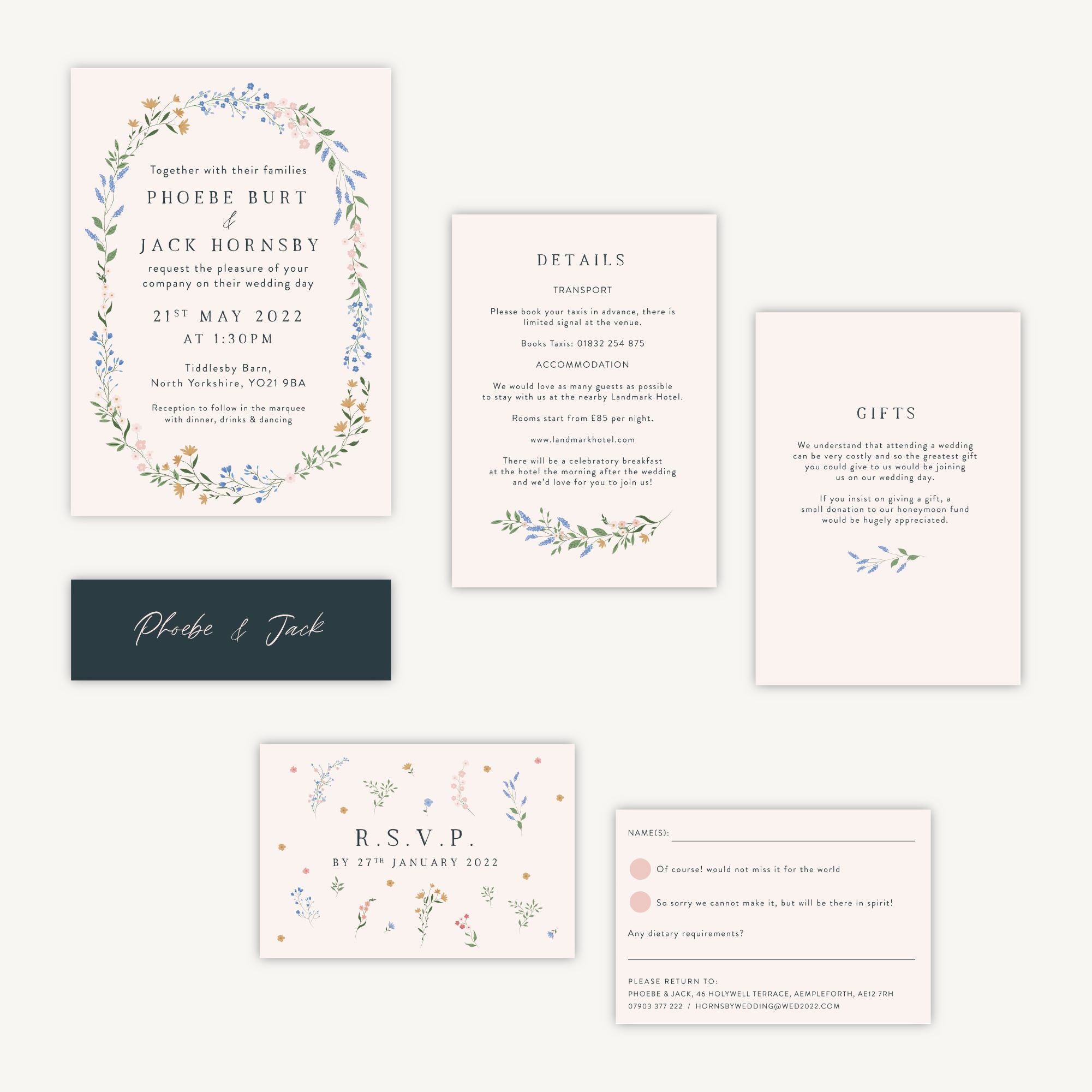 Wildflower Wreath Wedding Invitation