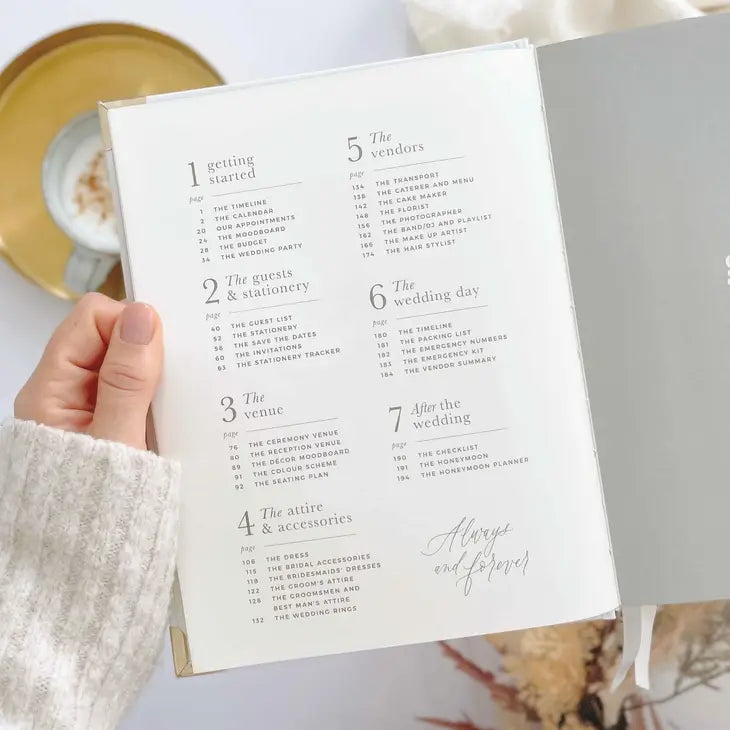 Luxury Wedding Planner Book - White with Gold Foiling and Gilded Edges
