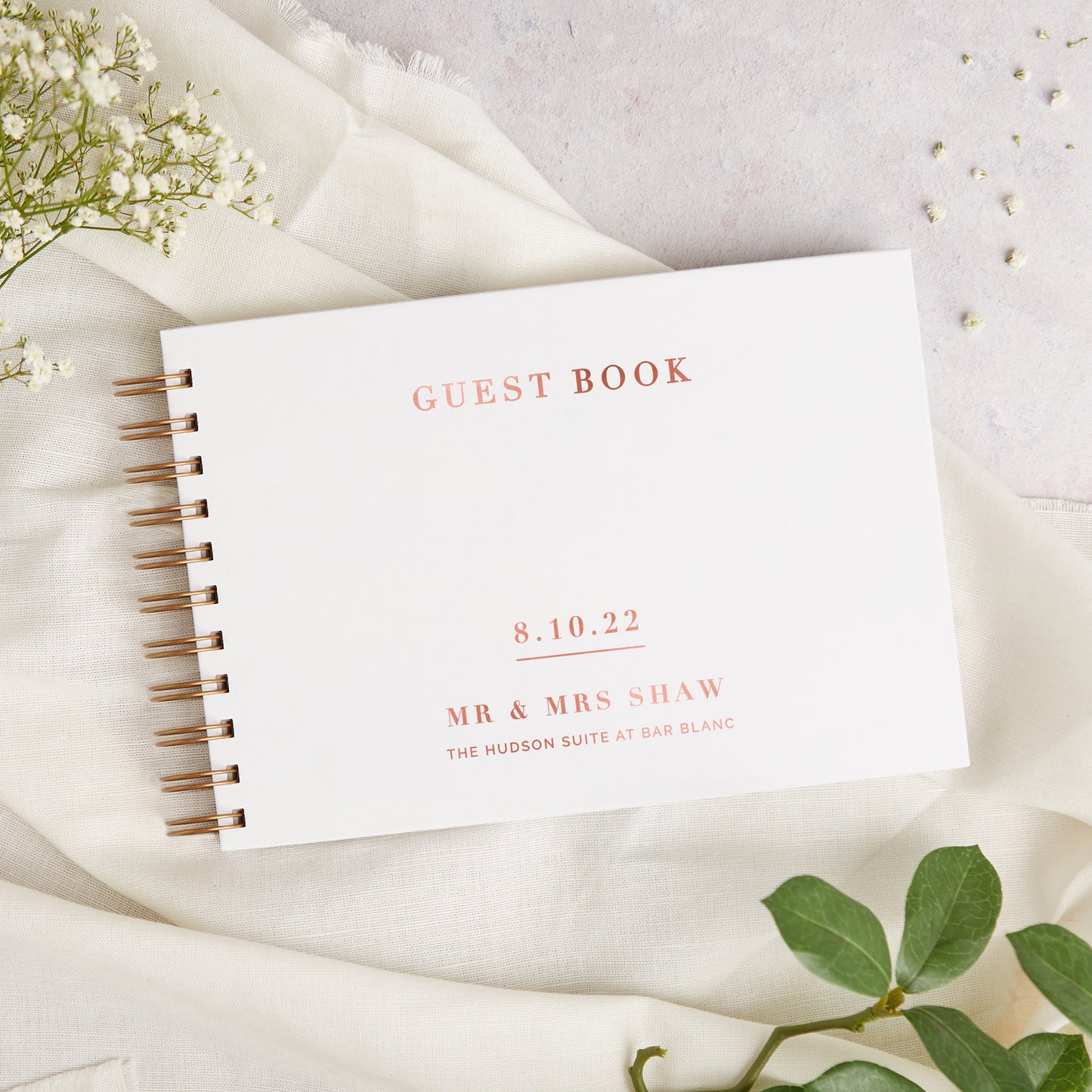 Modern Script Foil Personalised Wedding Guest Book