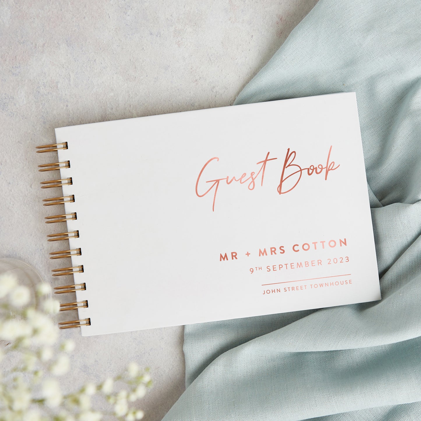 Minimal Script Foil Personalised Wedding Guest Book