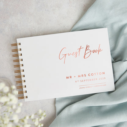 Minimal Script Foil Personalised Wedding Guest Book