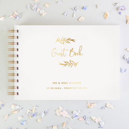 Personalised Wedding Guest Book Simple Botanical