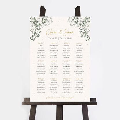 Botanical Rustic Personalised Wedding Table Plan