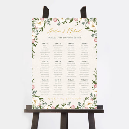 Floral Hoop Personalised Wedding Table Plan
