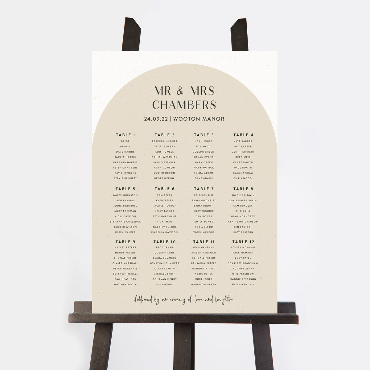 Table Plan Arch Minimalist Arch Personalised Wedding Table Plan – Loom Weddings