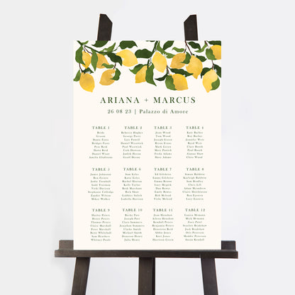 Amalfi Lemons Personalised Wedding Table Plan