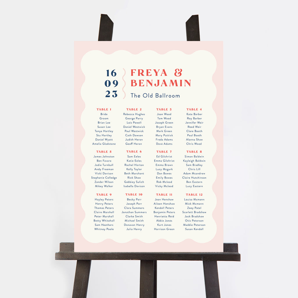 Retro Revival Personalised Wedding Table Plan